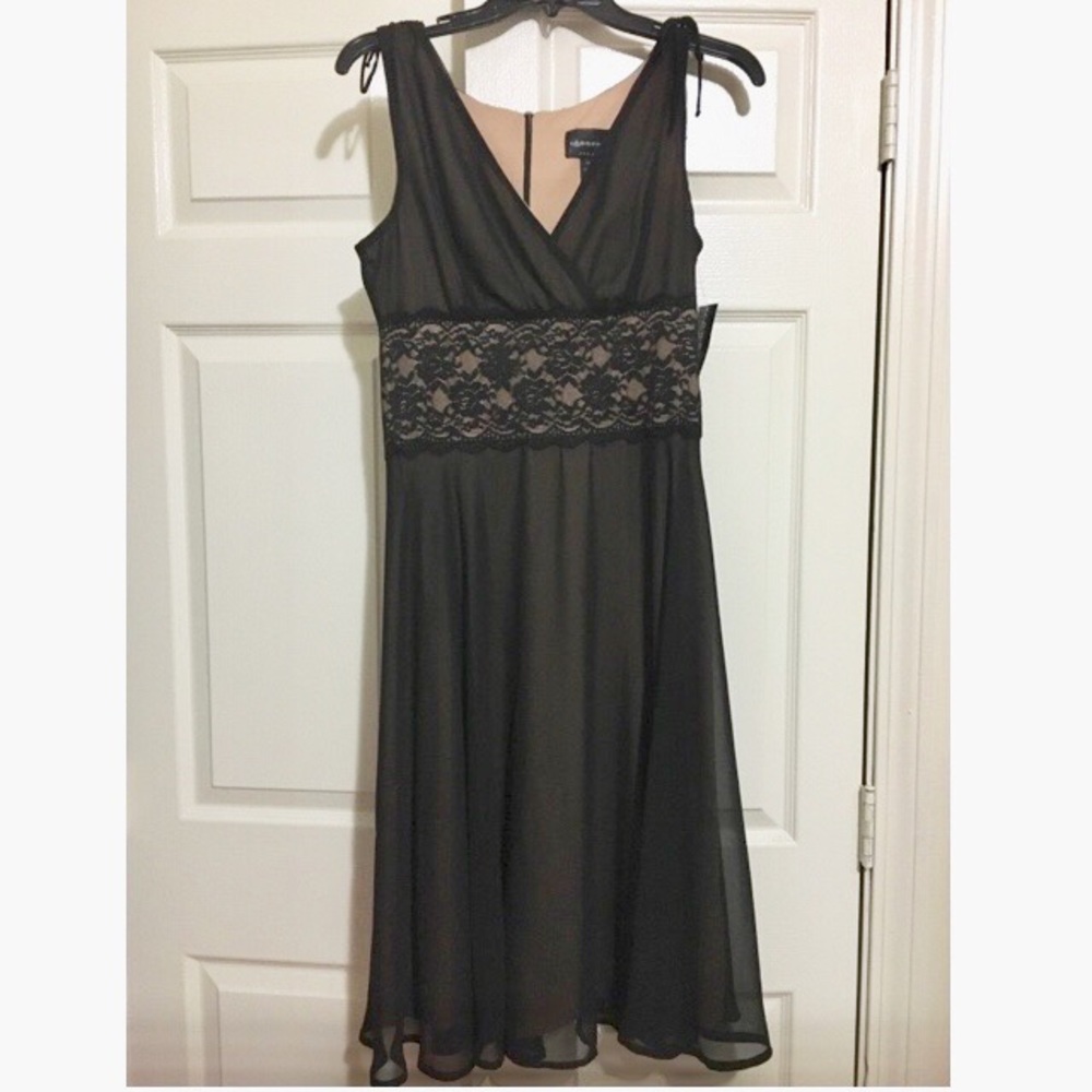 Black Evening Dress with sheer overlay lace detail